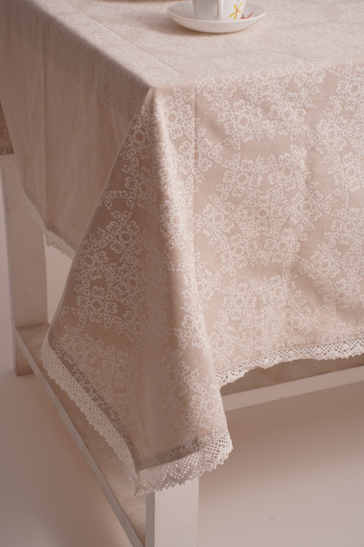 Lace Beige Cotton-Linen Table Cover