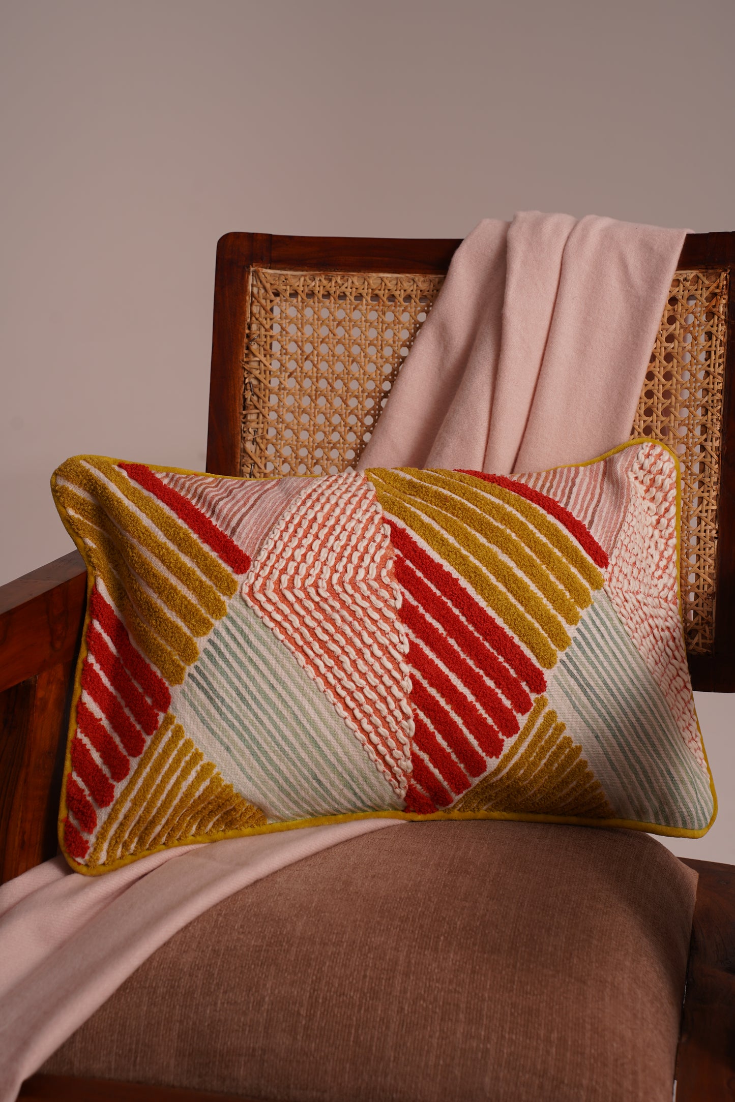 PrismCraft Embroidered Cotton Cushion Cover