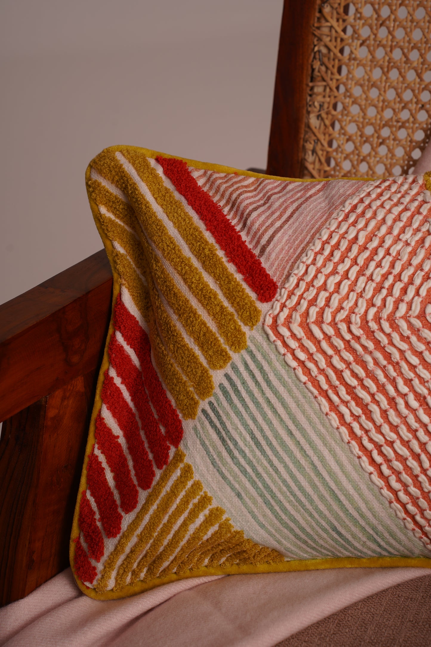 PrismCraft Embroidered Cotton Cushion Cover