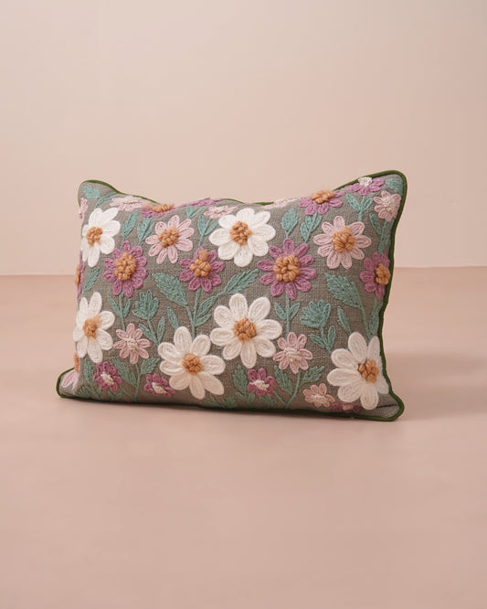 Floral Garden Embroidered cushion cover