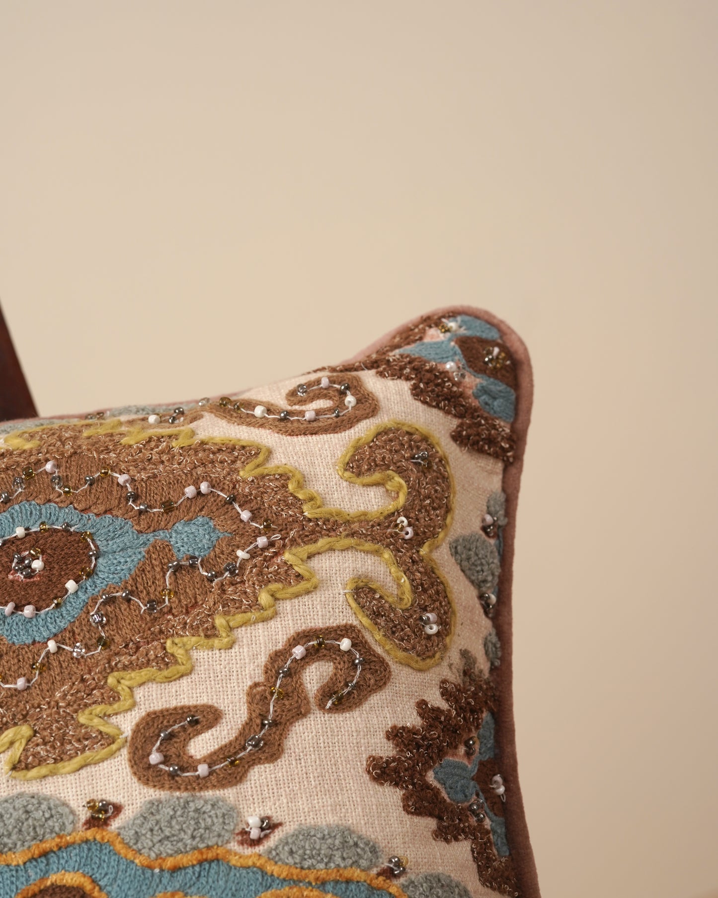 Ikat Embroidered Cushion cover