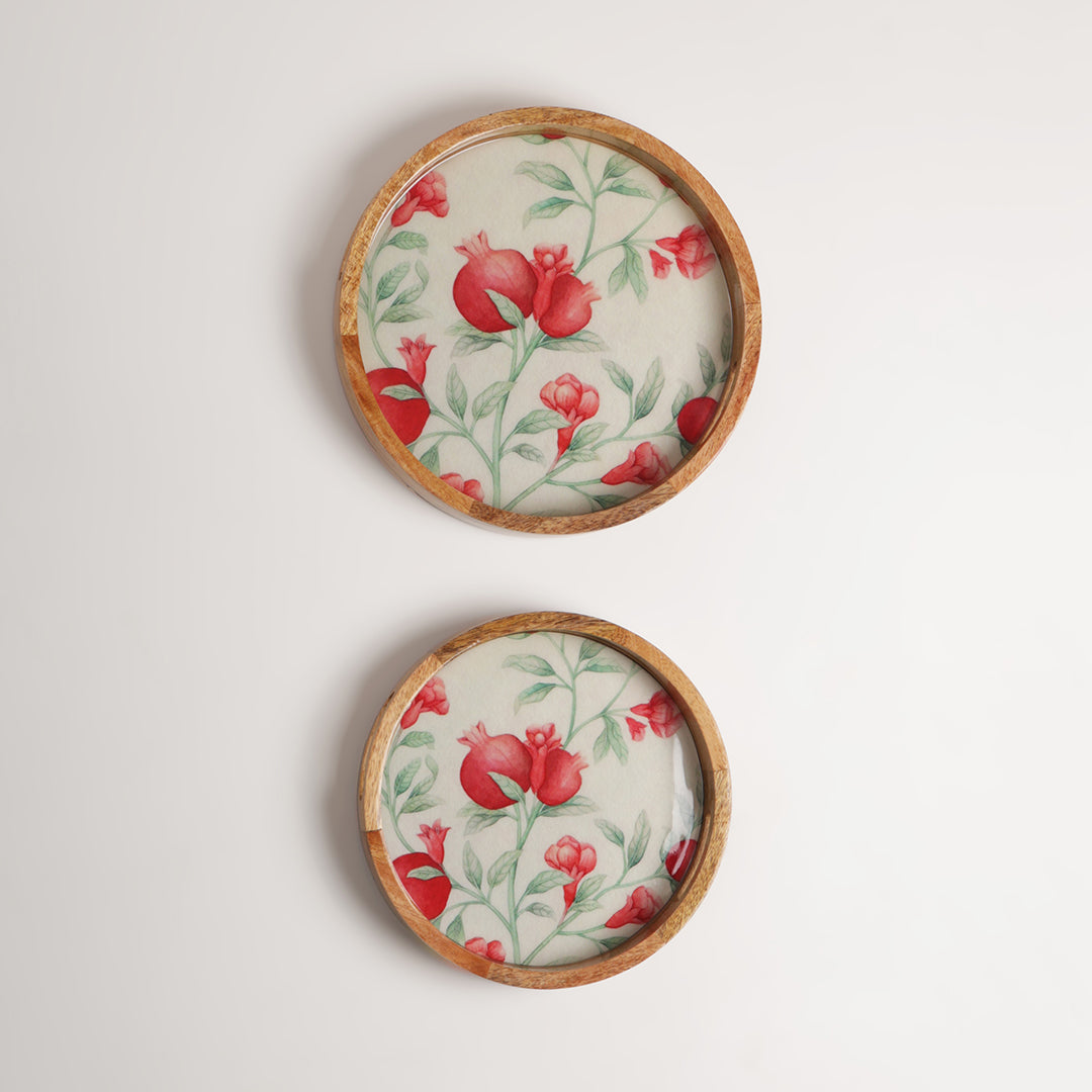 Pomegranate Charm Round Tray (set of 2)