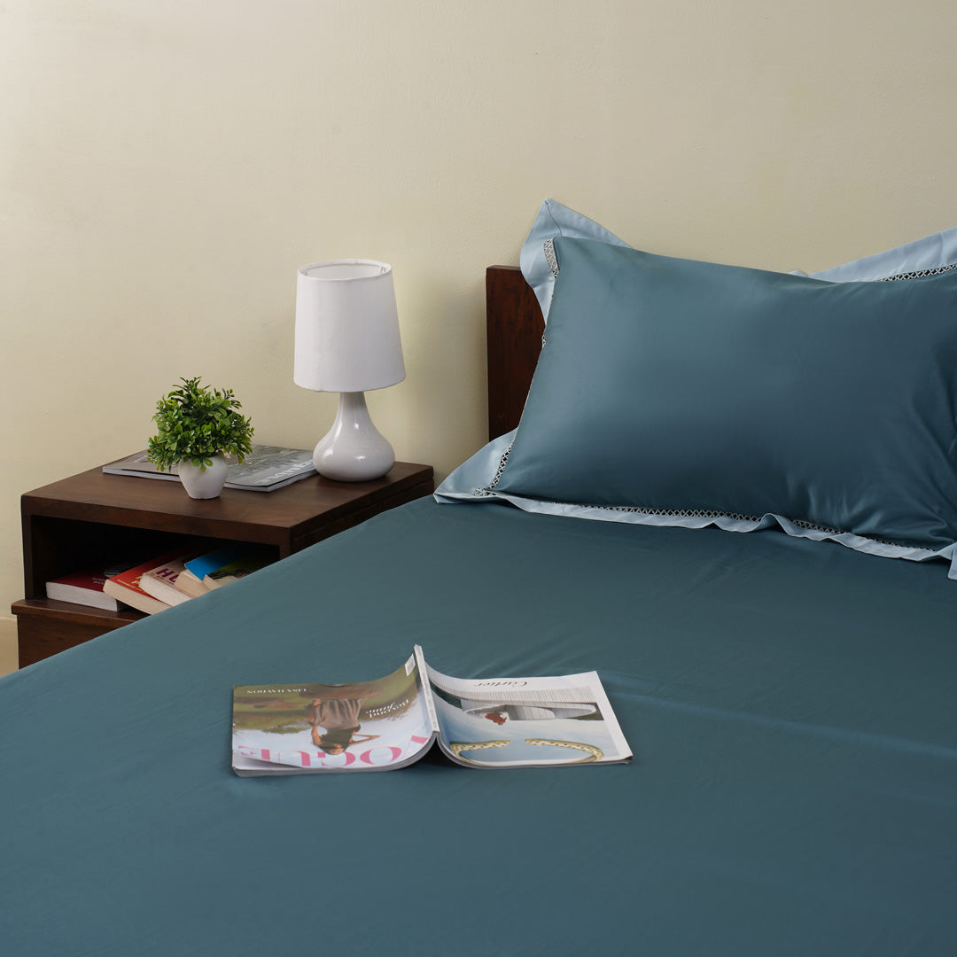 Moon Bedsheet In Teal