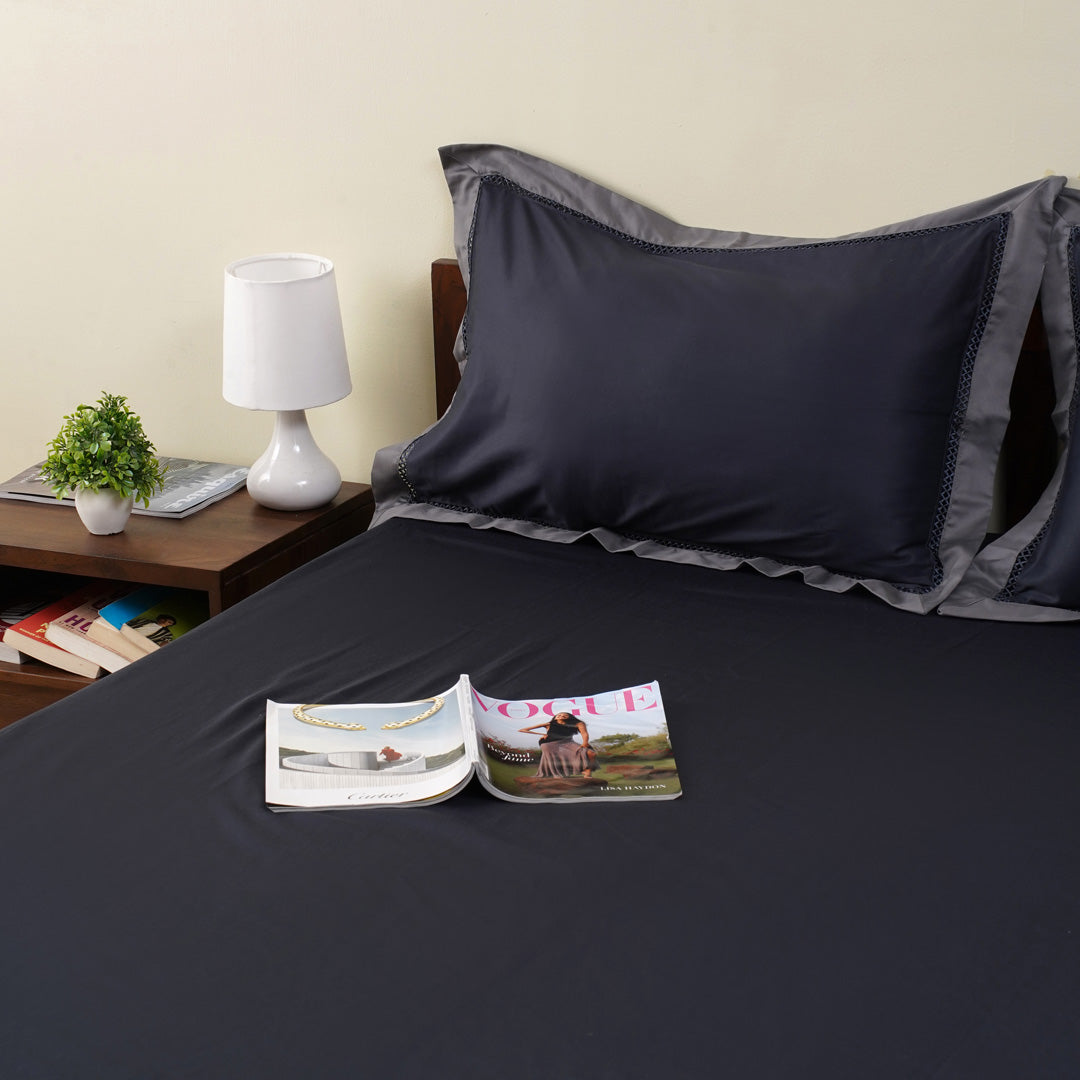 Moon Bedsheet In Dark Blue