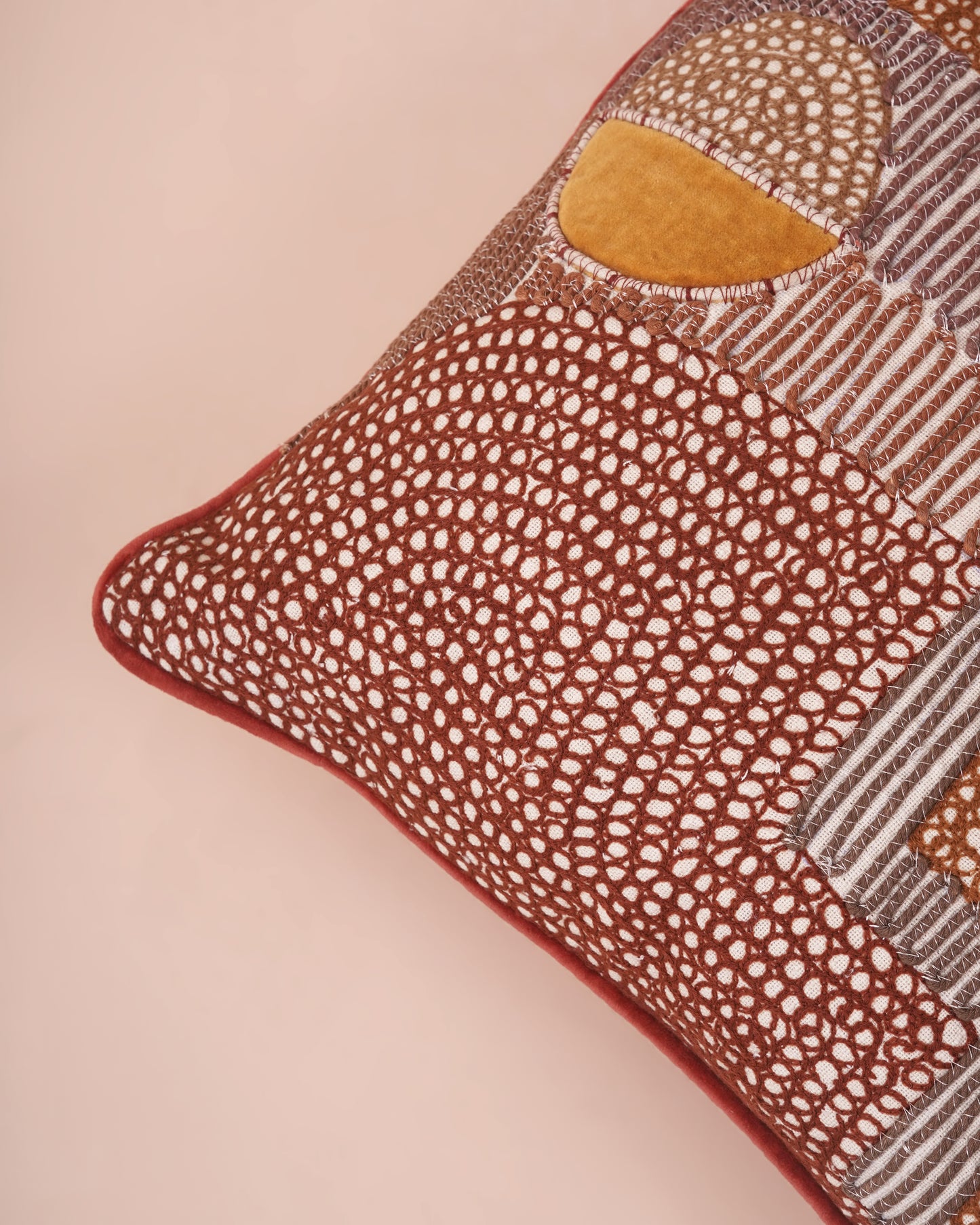Rust Embroidred Cushion Cover