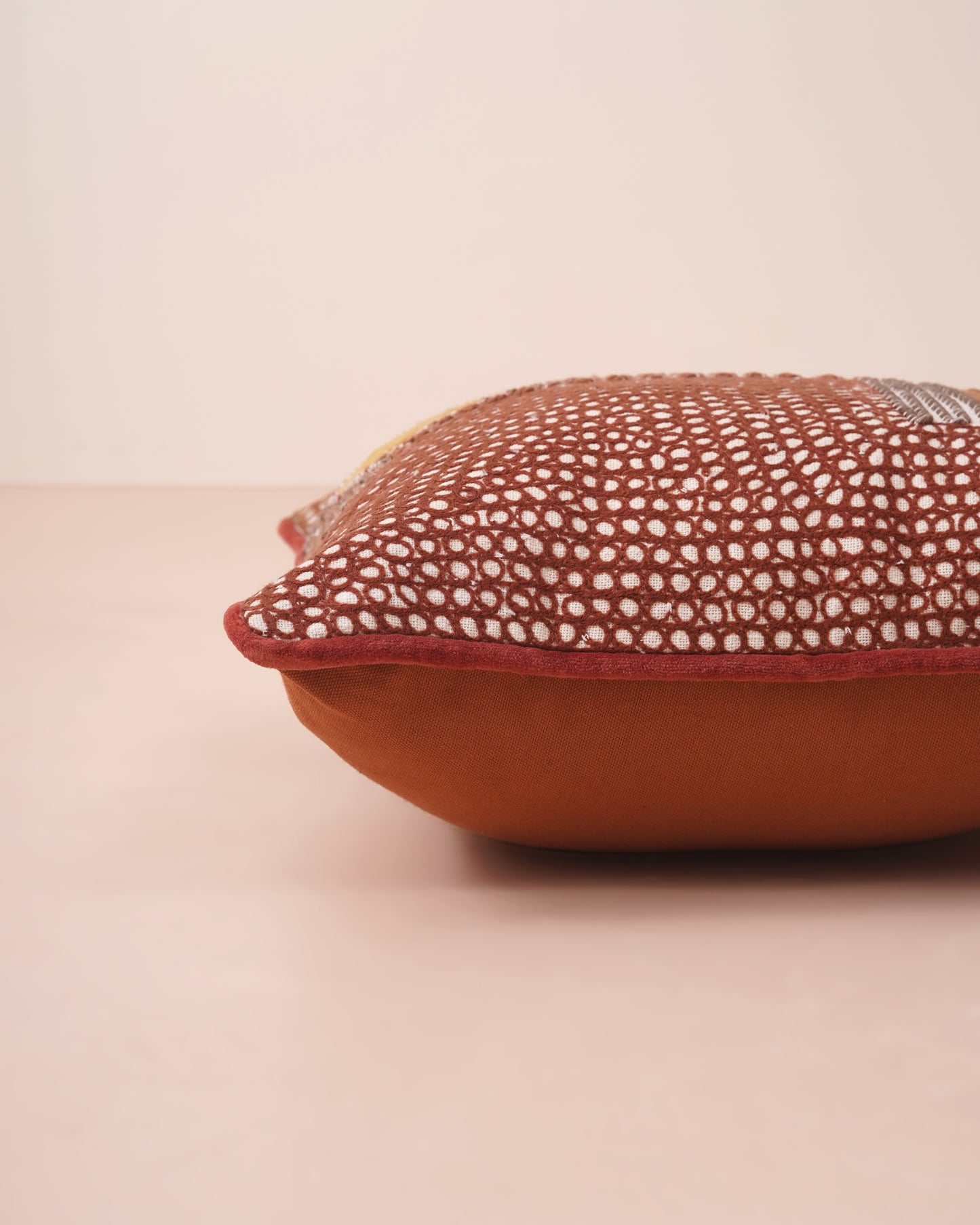 Rust Embroidred Cushion Cover