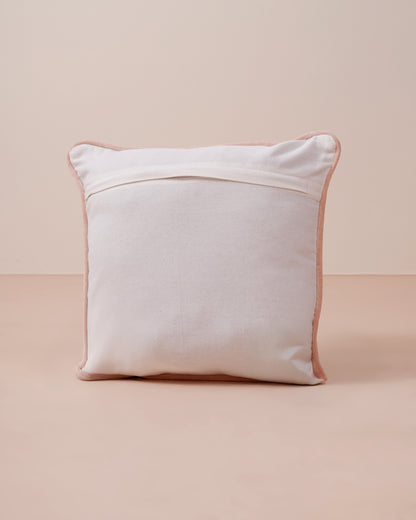 Peach rose Embroidered Cushion Cover