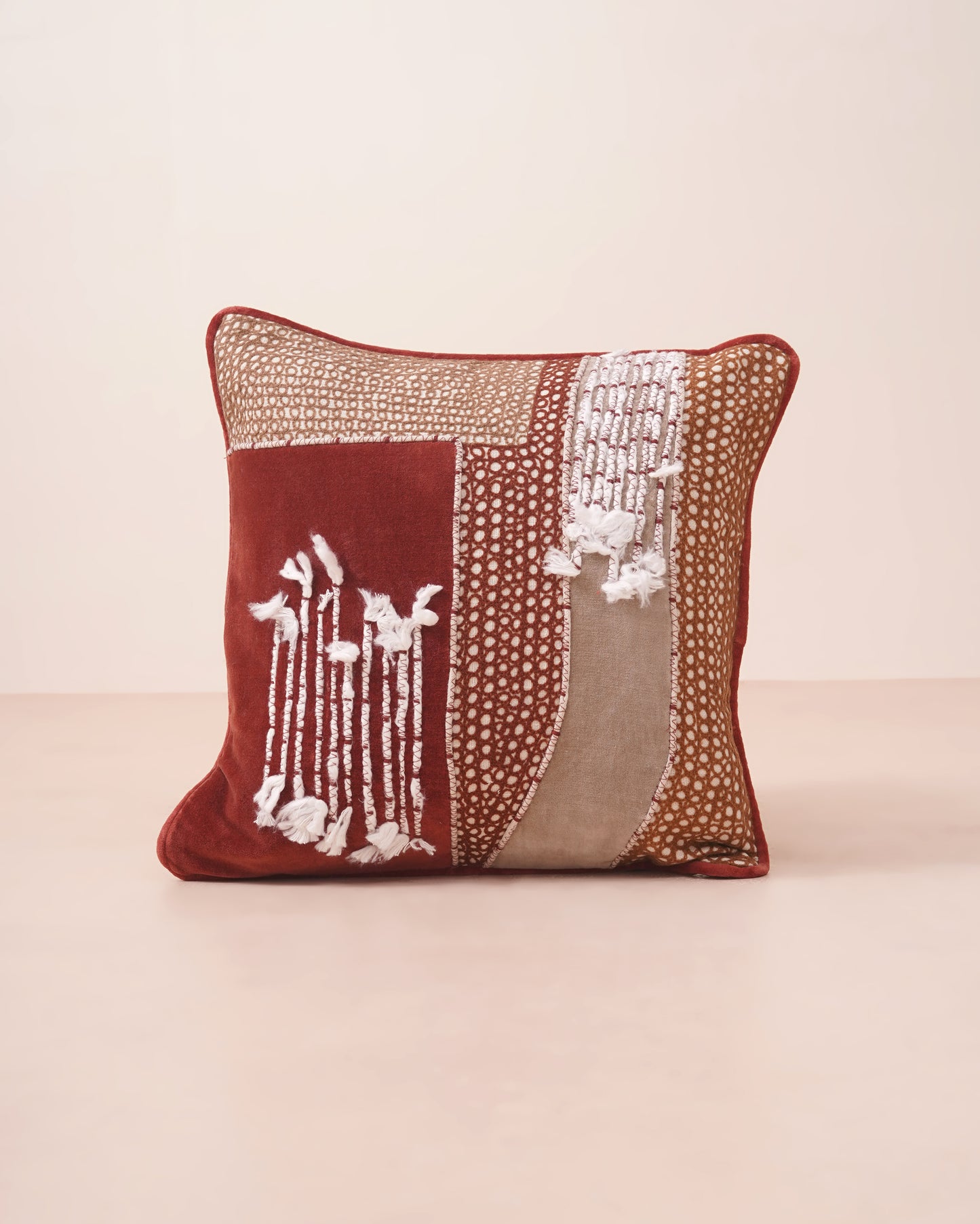 Abstract Embroidered Cushion Cover