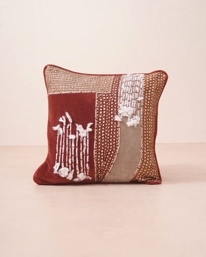 Abstract Embroidered Cushion Cover