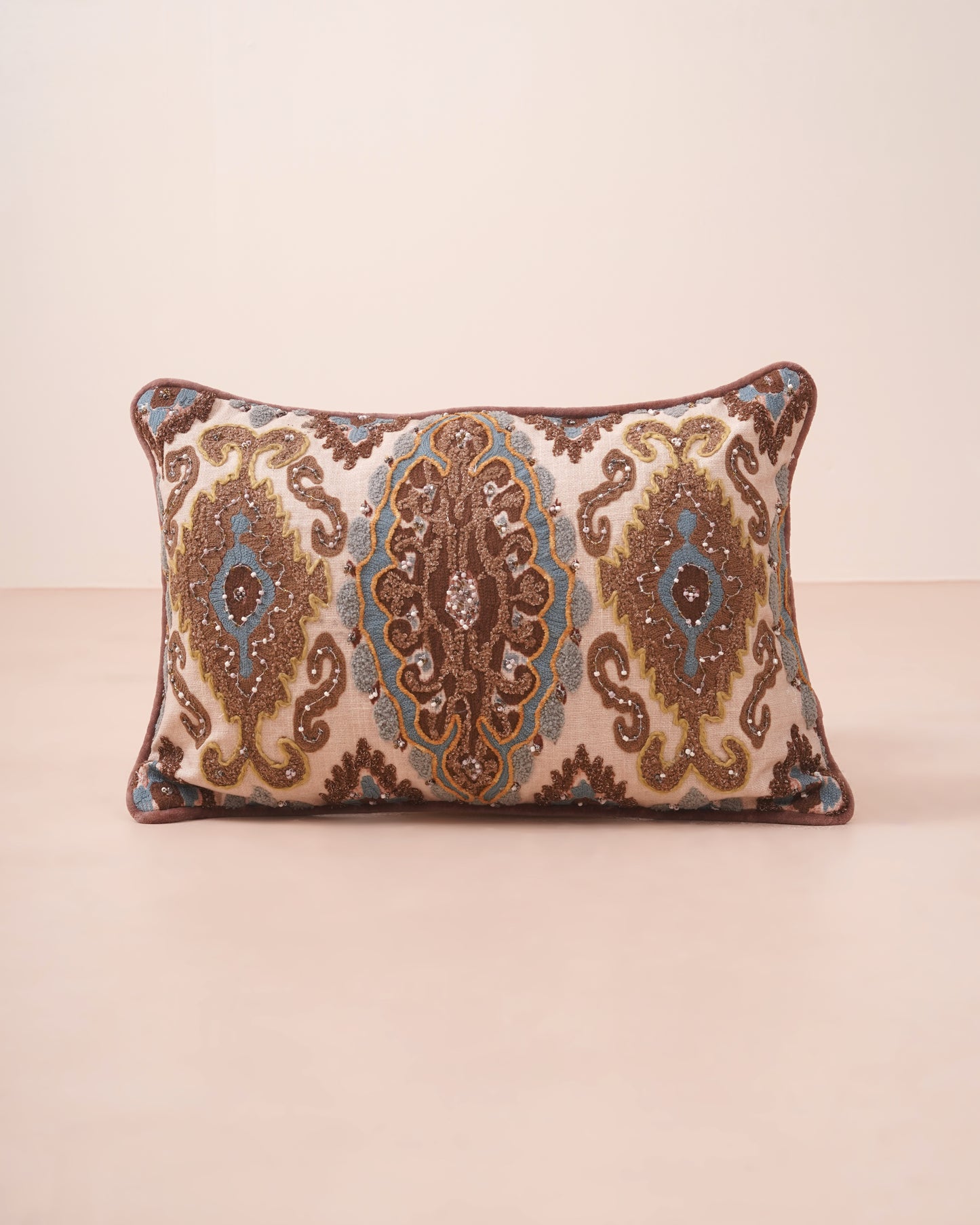 Ikat Embroidered Cushion cover