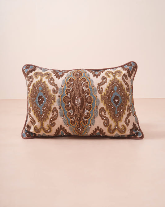 Ikat Embroidered Cushion cover