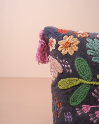 Spring Fest Embroidred Cushion Cover with tassels