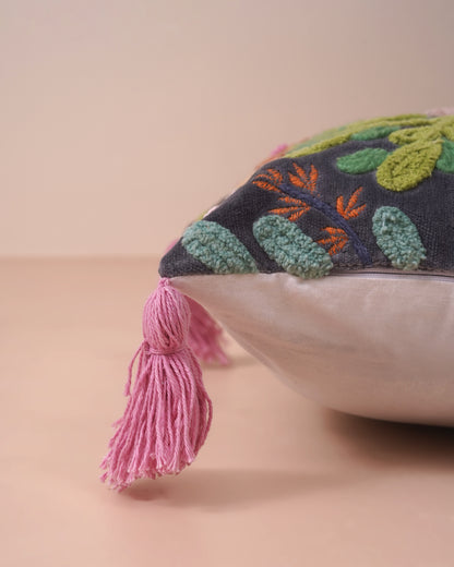 Spring Fest Embroidred Cushion Cover with tassels