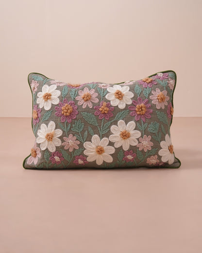 Floral Garden Embroidered cushion cover
