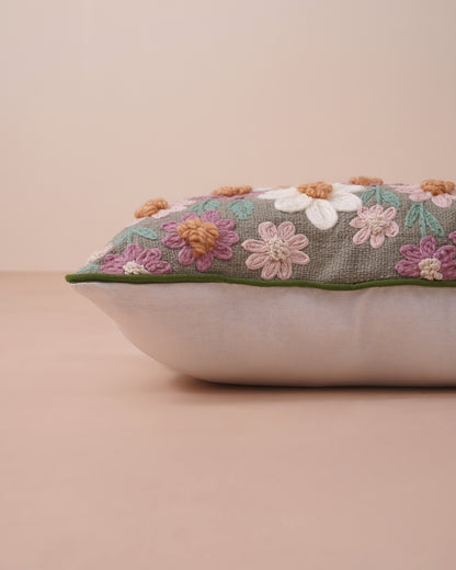 Floral Garden Embroidered cushion cover