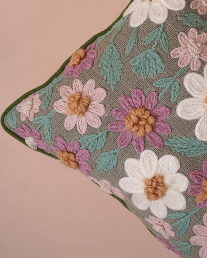 Floral Garden Embroidered cushion cover