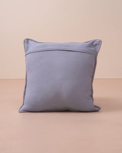Blue Ikkat Embroidered Cushion Cover