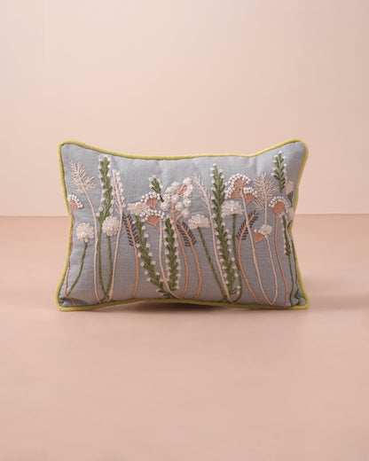 FloraLoom Embroidered Cotton Cushion Cover