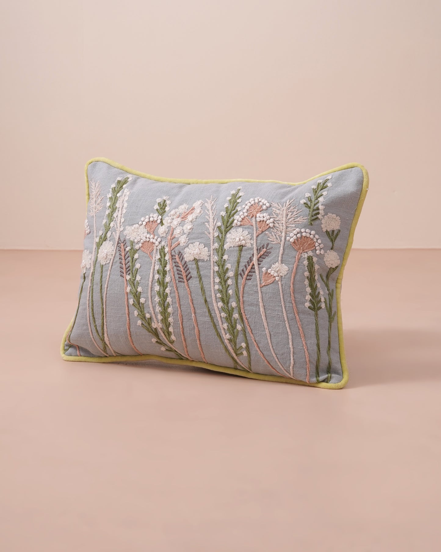 FloraLoom Embroidered Cotton Cushion Cover