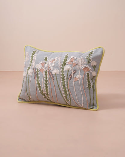 FloraLoom Embroidered Cotton Cushion Cover