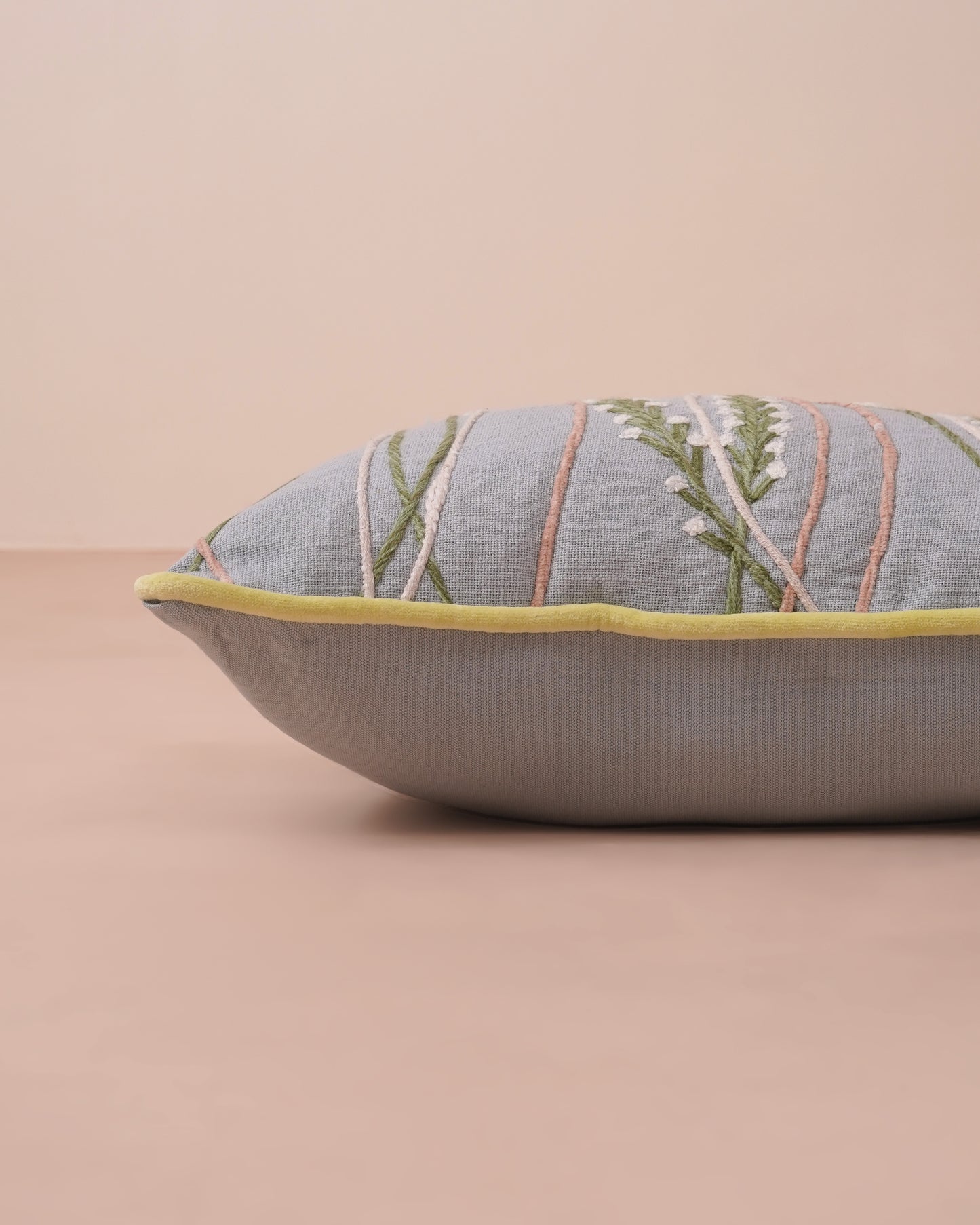 FloraLoom Embroidered Cotton Cushion Cover