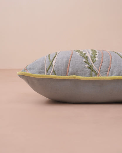 FloraLoom Embroidered Cotton Cushion Cover