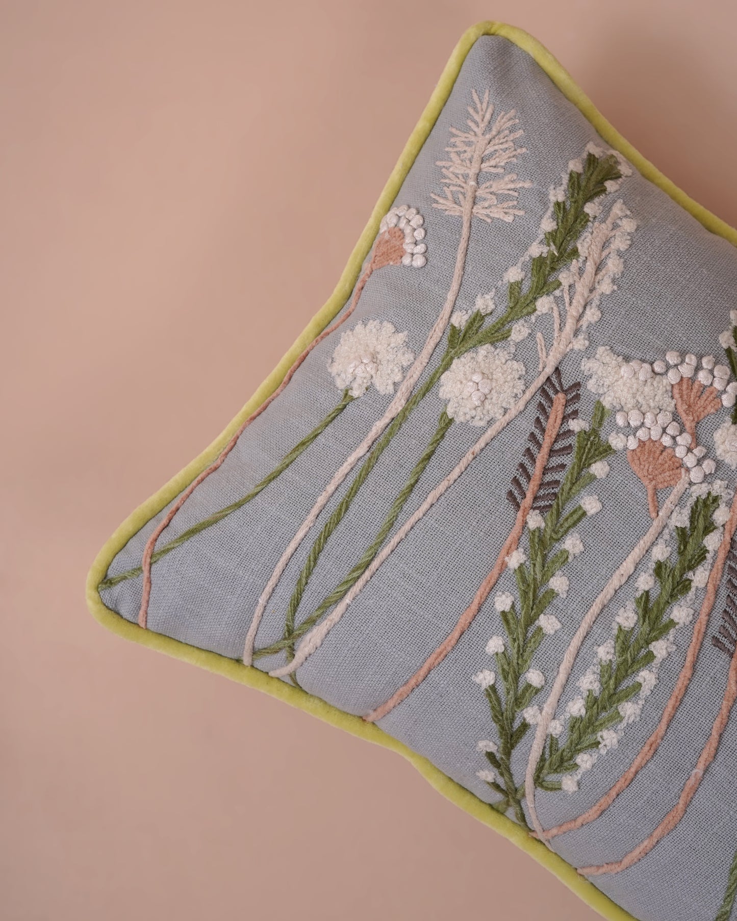 FloraLoom Embroidered Cotton Cushion Cover