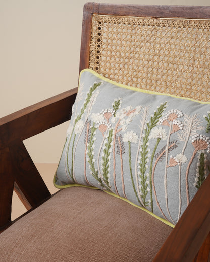 FloraLoom Embroidered Cotton Cushion Cover