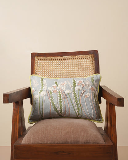 FloraLoom Embroidered Cotton Cushion Cover