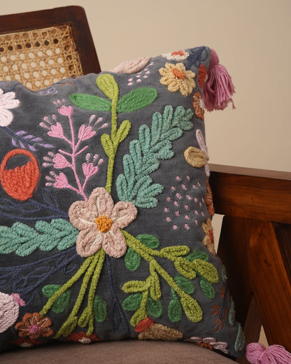 Spring Fest Embroidred Cushion Cover with tassels