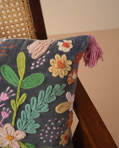 Spring Fest Embroidred Cushion Cover with tassels