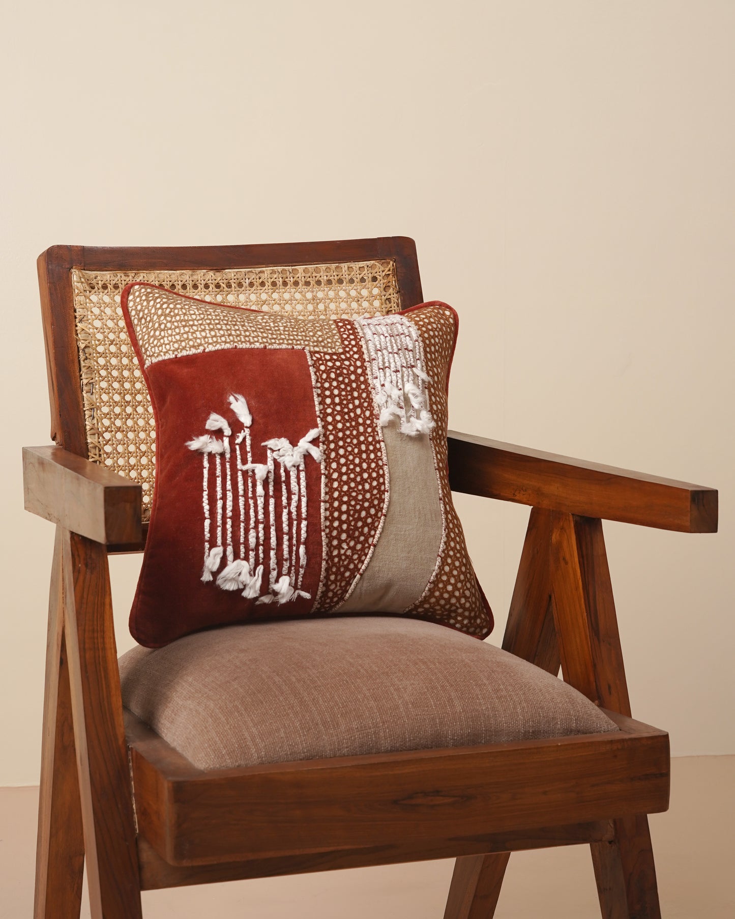 Abstract Embroidered Cushion Cover