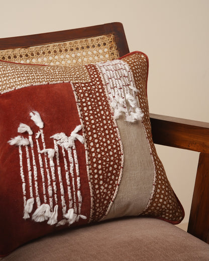 Abstract Embroidered Cushion Cover