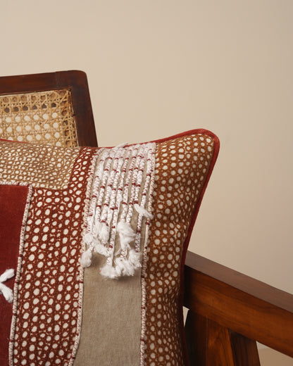 Abstract Embroidered Cushion Cover