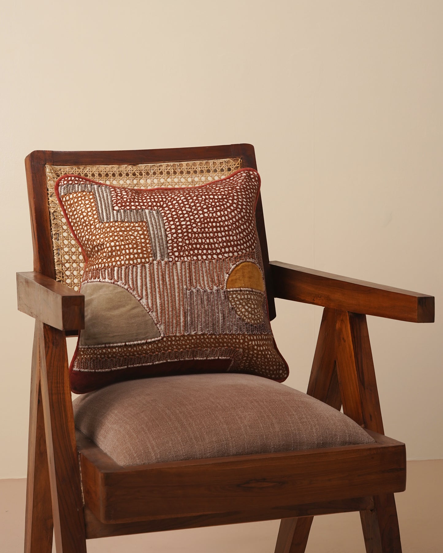 Rust Embroidred Cushion Cover