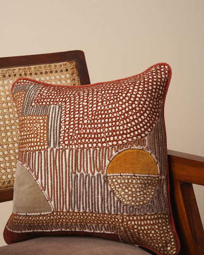 Rust Embroidred Cushion Cover