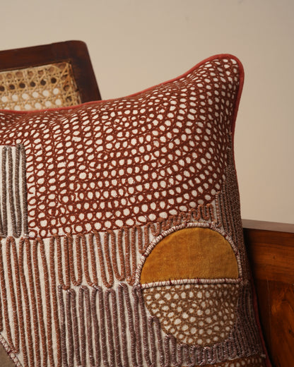 Rust Embroidred Cushion Cover