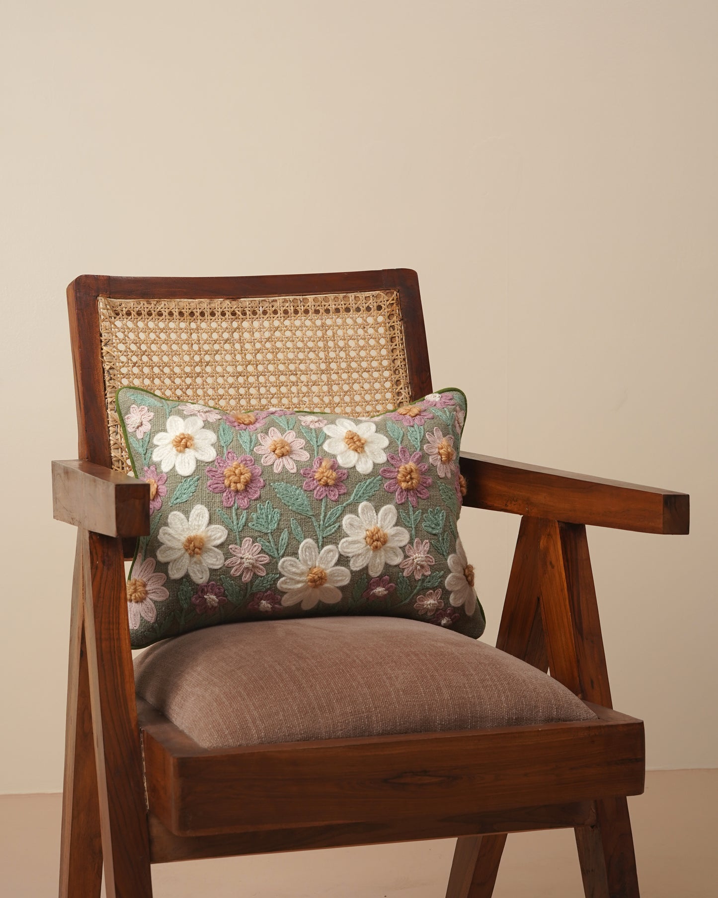 Floral Garden Embroidered cushion cover