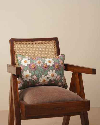 Floral Garden Embroidered cushion cover