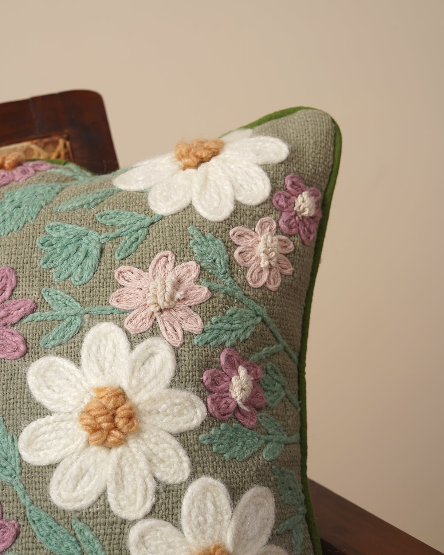 Floral Garden Embroidered cushion cover