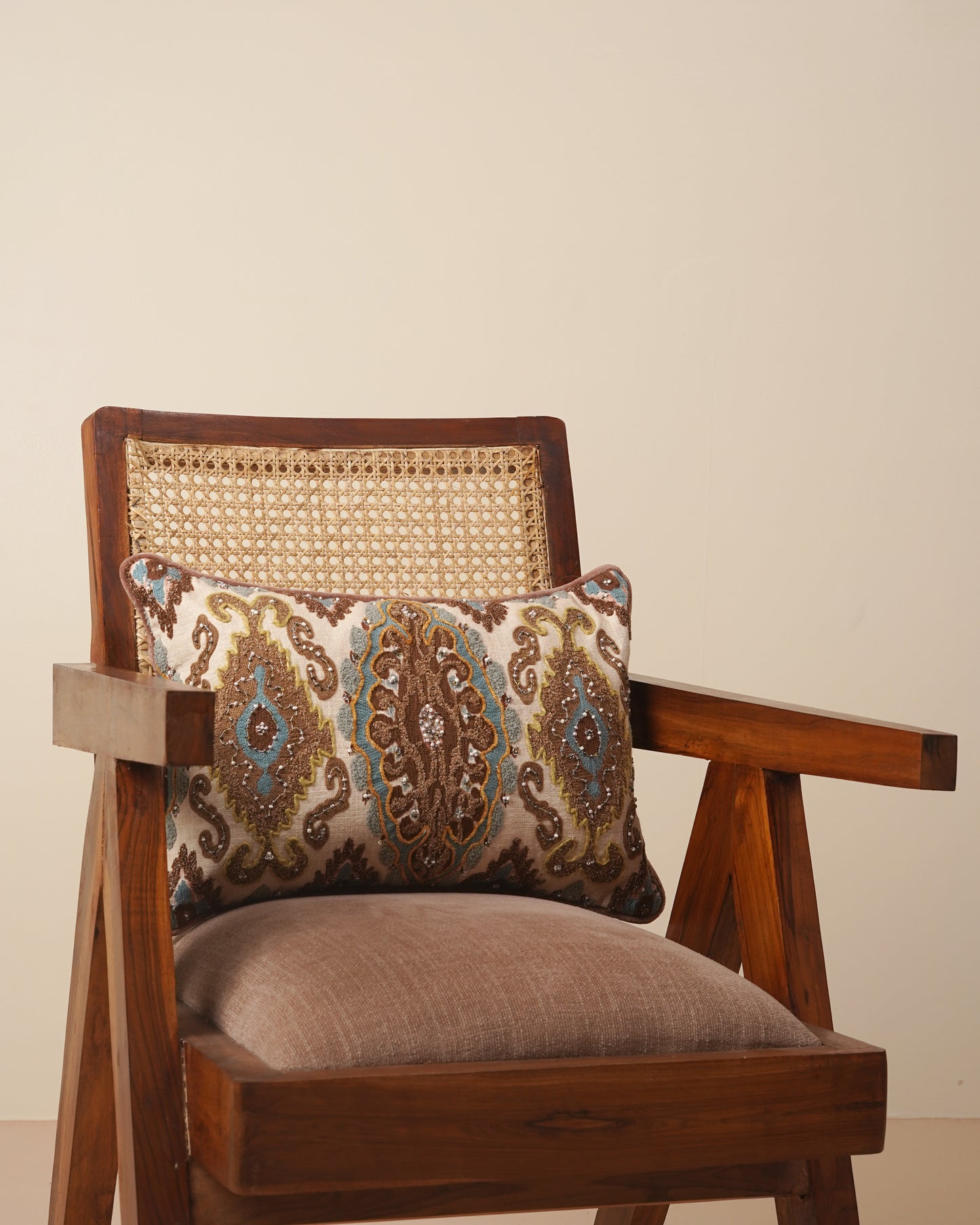 Ikat Embroidered Cushion cover