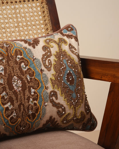 Ikat Embroidered Cushion cover