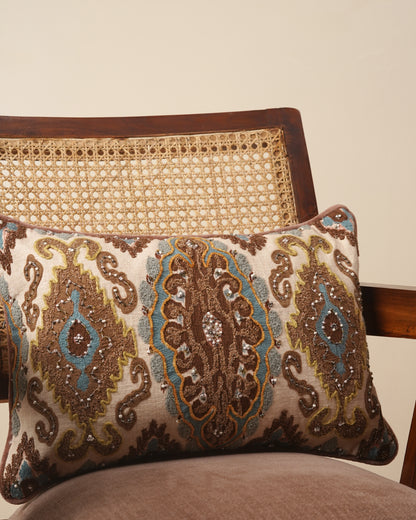 Ikat Embroidered Cushion cover