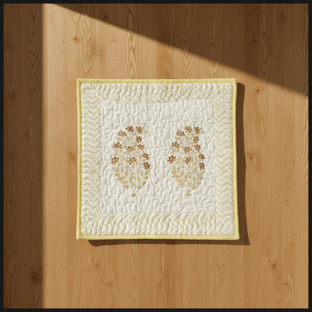Lime Handblock Cushion Cover (Set of 2)