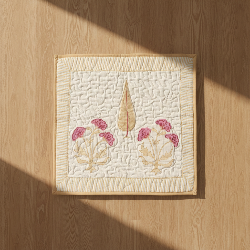 Apricot Hand block Cushion Cover (set of 2)
