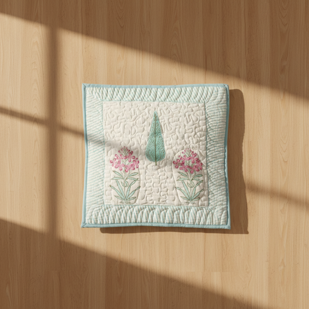 Powder Blue Handblock Cushion Cover (Set of 2)