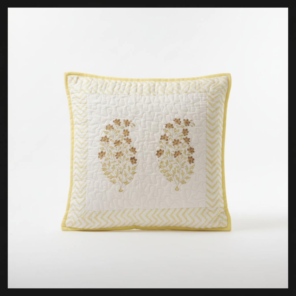 Lime Handblock Cushion Cover (Set of 2)