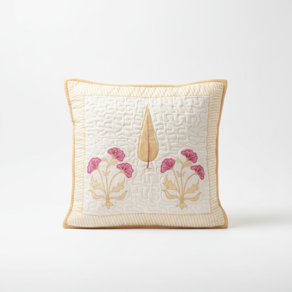 Apricot Hand block Cushion Cover (set of 2)