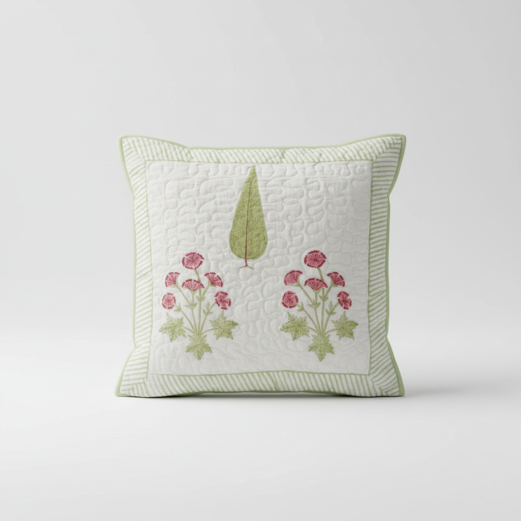 Leaf Handblock Cushion Cover (Set of 2)