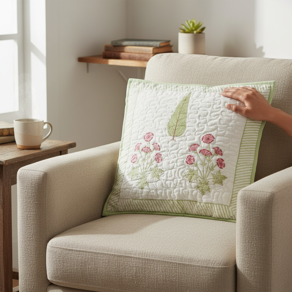 Leaf Handblock Cushion Cover (Set of 2)